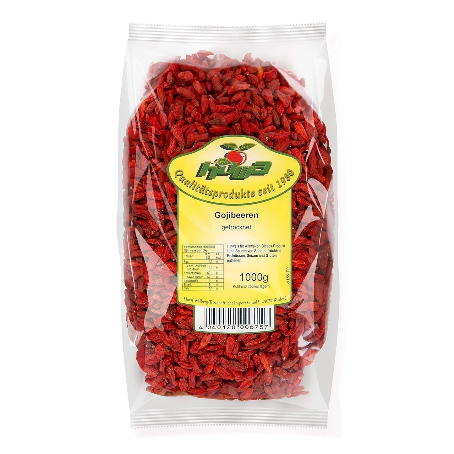 Howa Premium Goji Berries 1 KG suché - neupravené, přírodní - superpotravina z Asie - ideální na vaření, pečení nebo jako zdravá svačina - Goji bobule 1000 g Dehydrované produkty Naty Shop Výchozí název