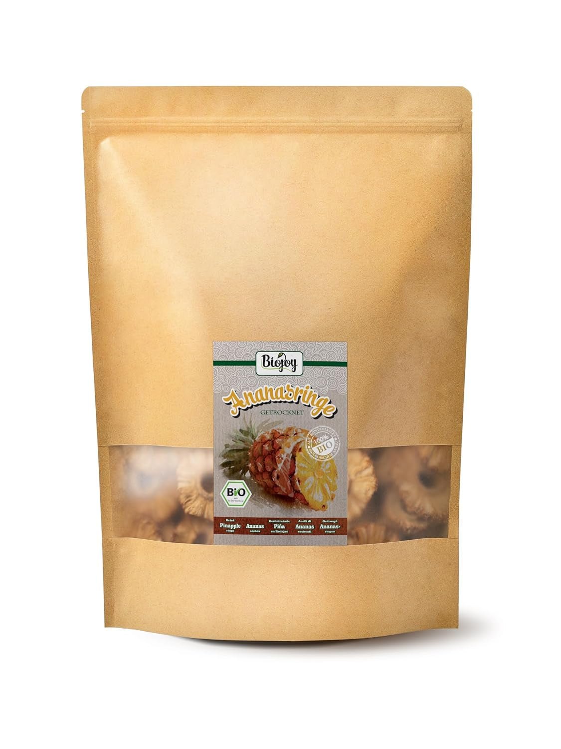 Biojoy BIO ananasové kroužky, sušené (1 kg), nesířené Naty Shop dehydratované produkty 1 kg (1 balení)