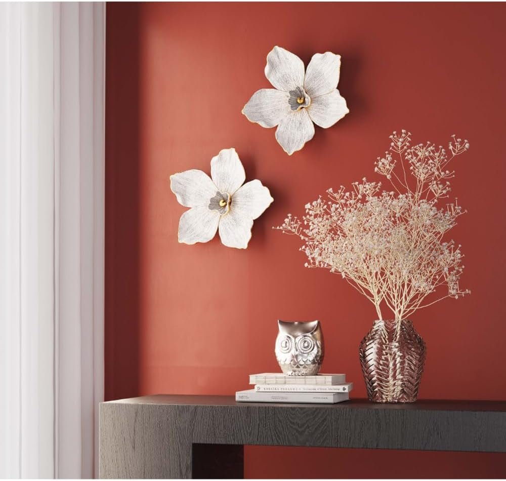 Kare Designová nástěnná dekorace Orchidej, bílá, XL, nástěnná dekorace, vzhled květu orchideje, ruční práce, 25x24x7 cm (v/š/h) Sošky a plastiky Naty Shop