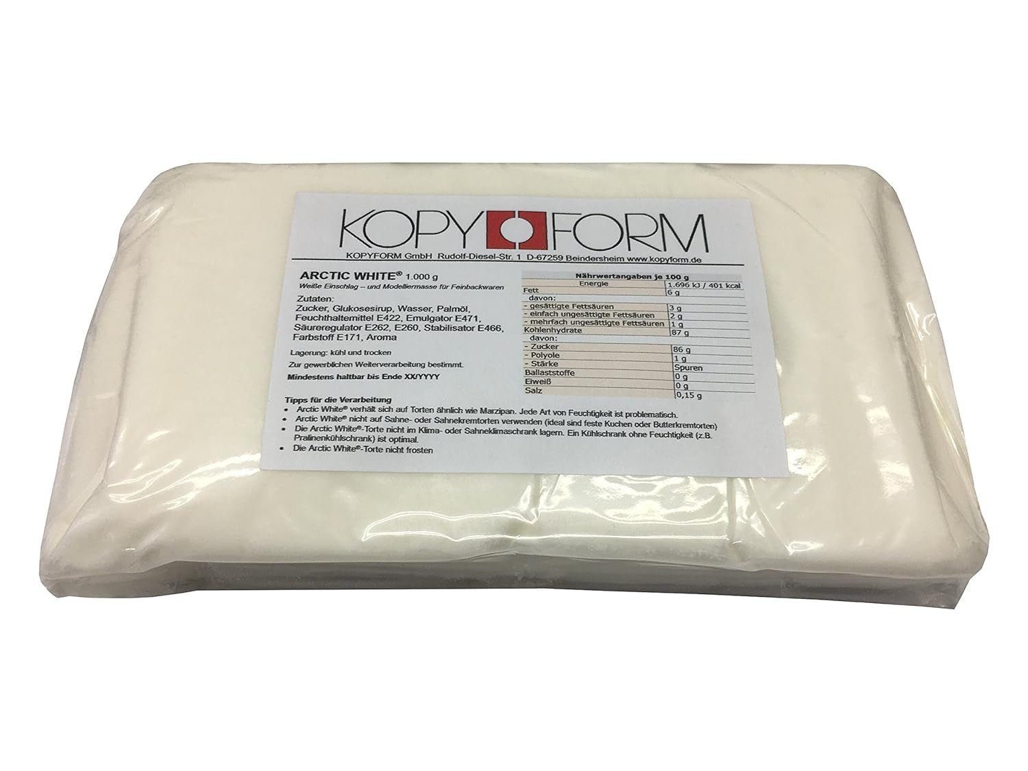 KOPYFORM Arctic White® fondán role 6 kg, bílá Cukrová pasta Naty Shop Výchozí název