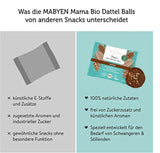 MABYEN Energy Balls Date Bio 20 ks. | Datle - Zdravé svačiny bez cukru pro těhotenství a kojení - Proteinové tyčinky se sušeným ovocem - 13 x kakao a 7 x dehydrované produkty s příchutí manga Naty Shop