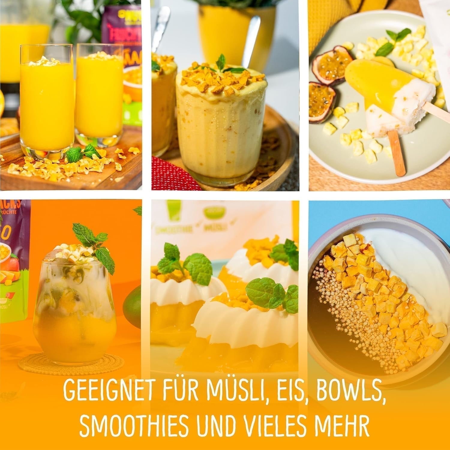 Lyofilizované mango: 100 g lyofilizovaného ovoce z jemných kousků manga bez přidaného cukru - sušené mango - sušené mango - sušené ovoce - sušené ovoce od NutriPur Dehydrated products Naty Shop