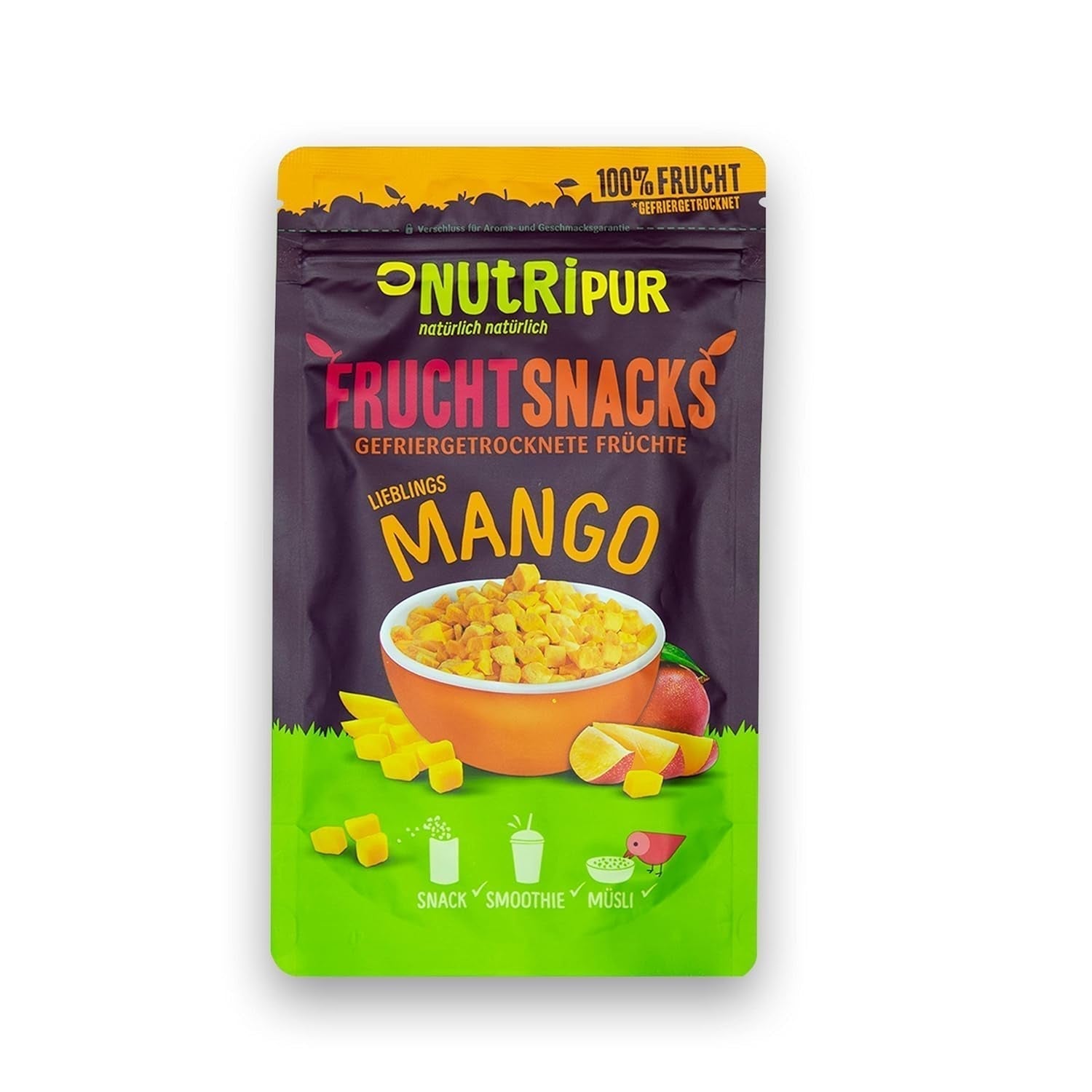 Lyofilizované mango: 100 g lyofilizovaného ovoce z jemných kousků manga bez přidaného cukru - sušené mango - sušené mango - sušené ovoce - sušené ovoce z NutriPur Dehydratované produkty Naty Shop Výchozí název