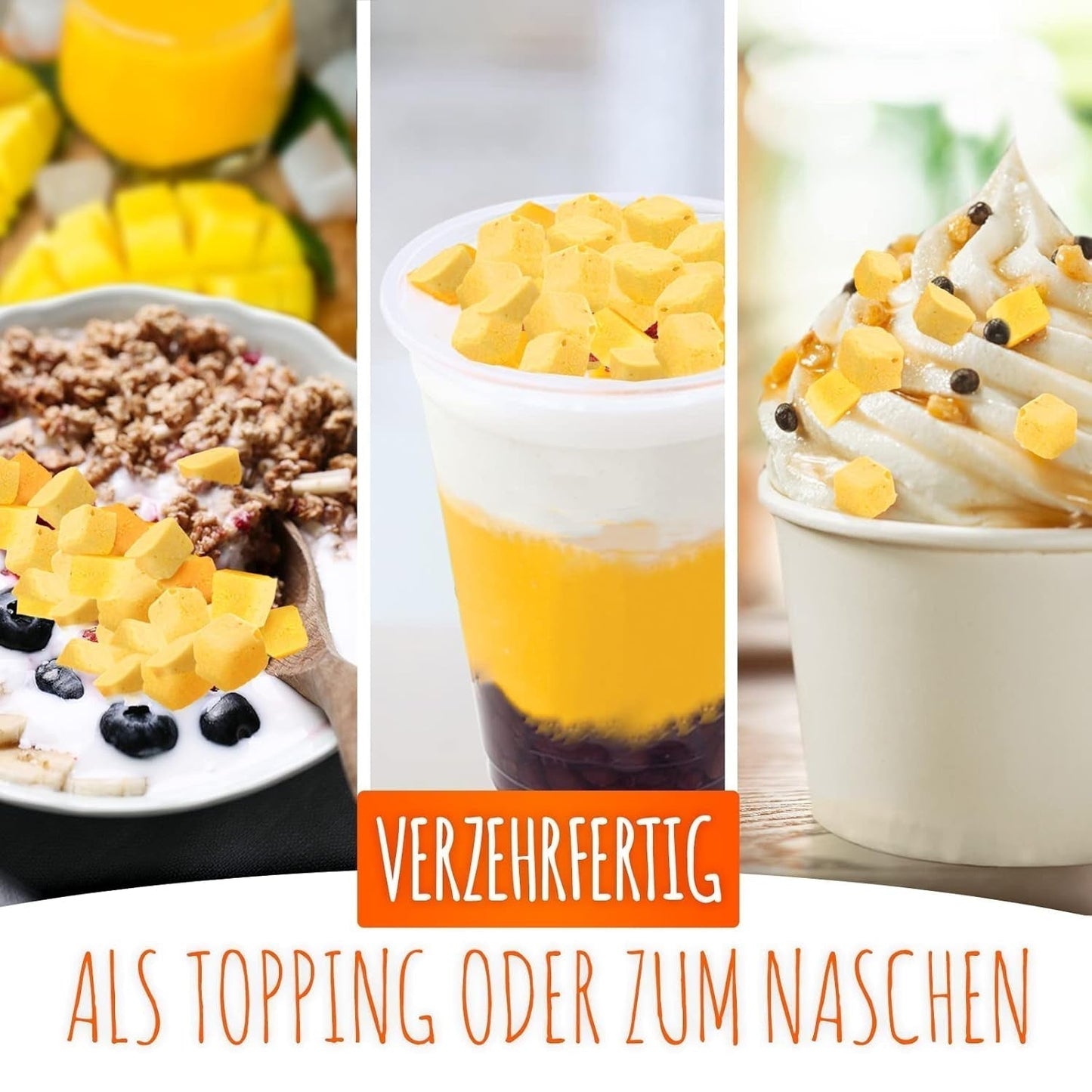 Lyofilizované mango, 250g lyofilizované ovoce, bez přísad, ovocné, vyrobeno v Německu Dehydrované produkty Naty Shop