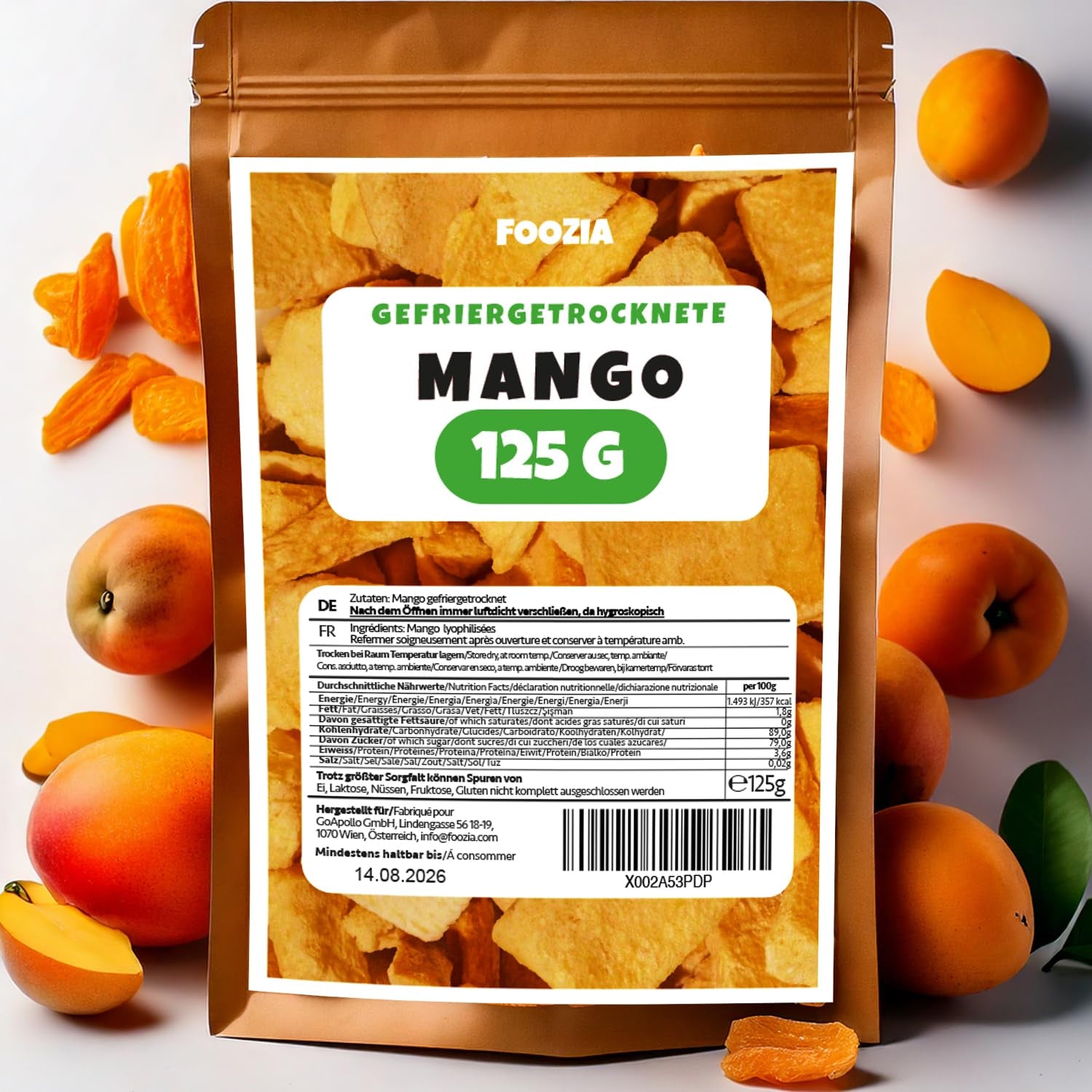 Lyofilizované mango velké kusy Lyofilizované ovoce Bez přísad 100% čisté přírodní mango Lyofilizované mango Sušené ovoce Sušené mango 125g od Foozia (125g) Dehydrované produkty Naty Shop 125G