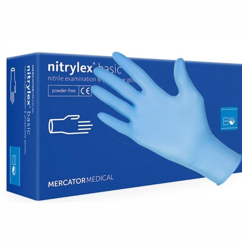 Modré nitrilové rukavice bez pudru Nitrylex 100ks, velikost S Nati Shop