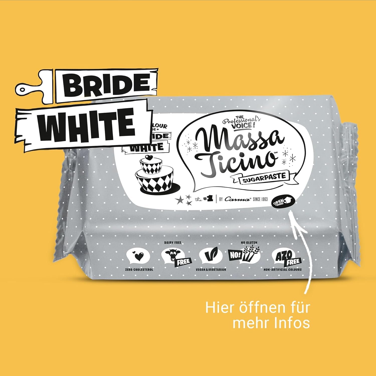 Massa Ticino Fondant White 2x 1kg - Prémiová cukrová pasta na ozdobné dorty, rolovaný fondán - ideální na dorty, modelování a zdobení - bílý fondán pro profesionální i amatérské pekaře Cukrová pasta Naty Shop