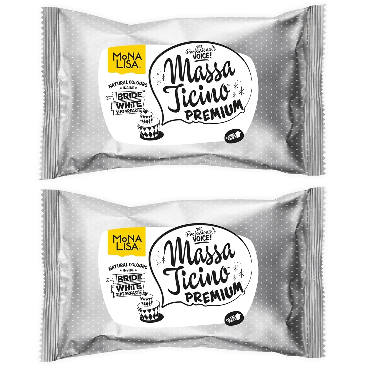 Massa Ticino Fondant White 2x 1kg - Prémiová cukrová pasta na ozdobné dorty, rolovaný fondán - ideální na dorty, modelování a dekorace - bílý fondant pro profesionální i amatérské pekaře Cukrová pasta Naty Shop Výchozí název