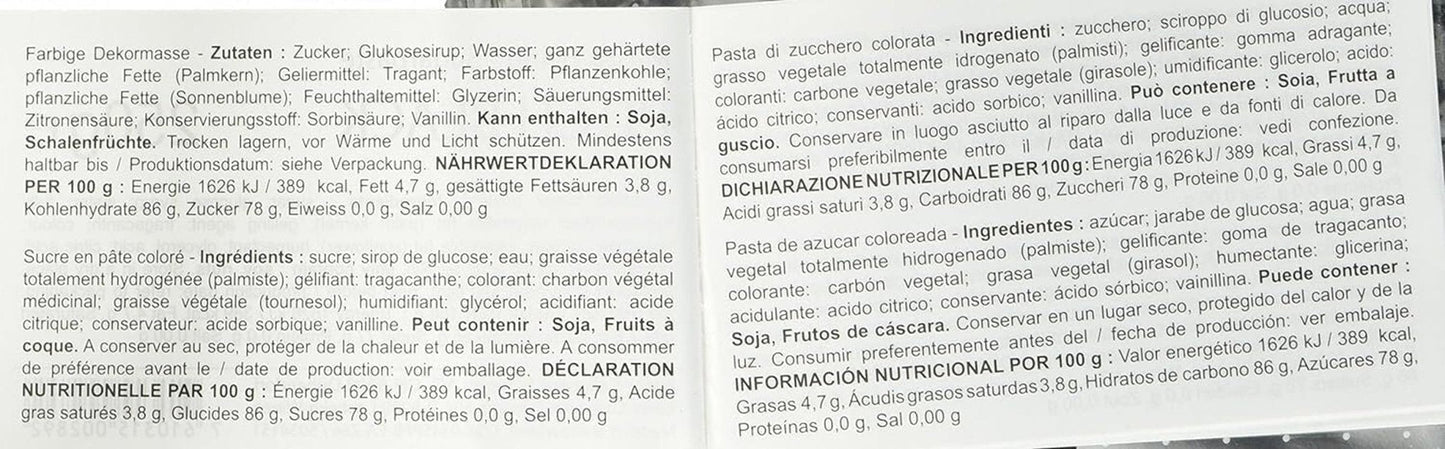 Massa Ticino roláda, cukrová pasta, černá 250 g Cukrová pasta Naty Shop
