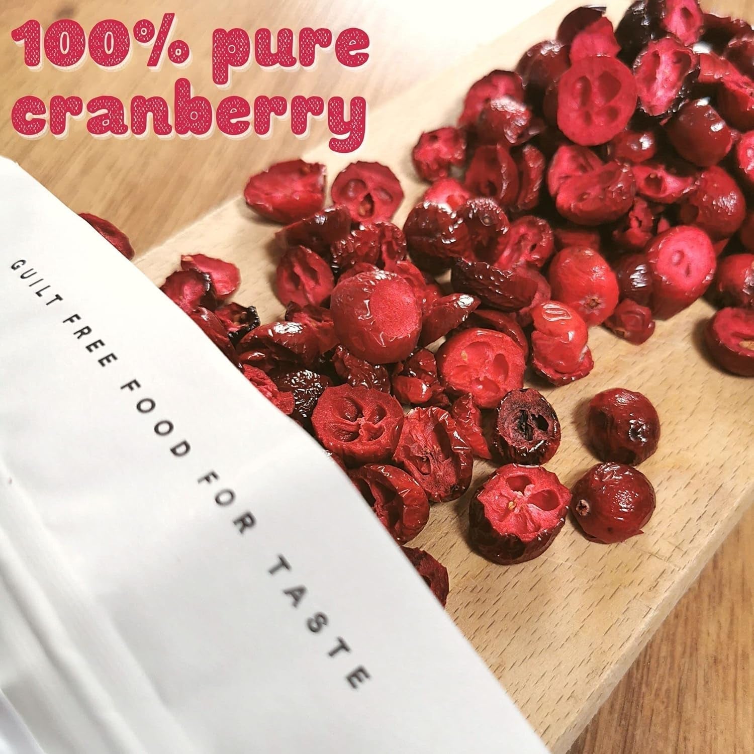 Lyofilizované brusinky bez cukru | XL 250g Lyofilizované přírodní neslazené brusinky | Lyofilizované přírodní divoké ovoce | Lyofilizované brusinky | ZingyZoo Dehydratované produkty Naty Shop