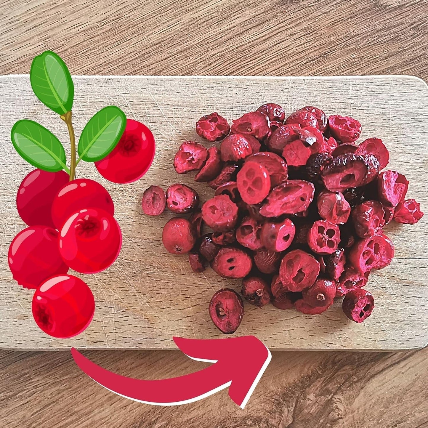Lyofilizované brusinky bez cukru | XL 250g Lyofilizované přírodní neslazené brusinky | Lyofilizované přírodní divoké ovoce | Lyofilizované brusinky | ZingyZoo Dehydratované produkty Naty Shop