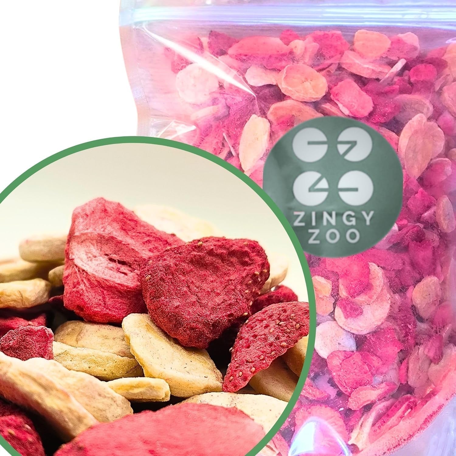 Mix mrazem sušeného ovoce ErdBana XL 300g | Lyofilizované banány + lyofilizované jahody Degustační sada lyofilizovaného ovoce | Mrazem sušená ovocná směs jahod a banánů | Dehydratované produkty ZingyZoo Naty Shop 500 g jahod a banánů