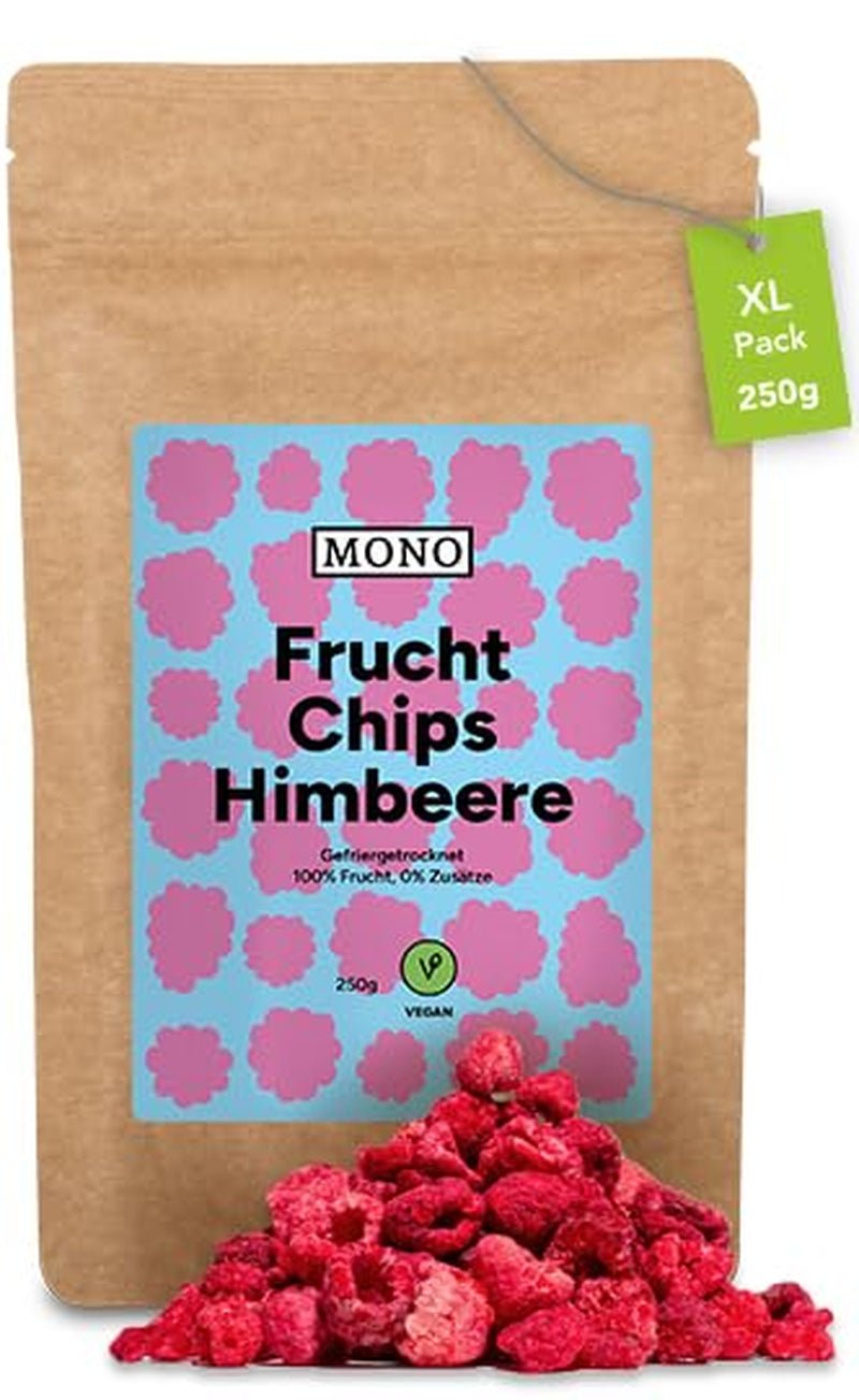 Mono lyofilizované chipsy - 300g jahodové chipsy ze 100% přírodních jahod - sušené tropické ovoce - sušené jahodové ovoce - snack do müsli a dezertů - jahodové chipsy Dehydrované produkty Naty Shop Maliny