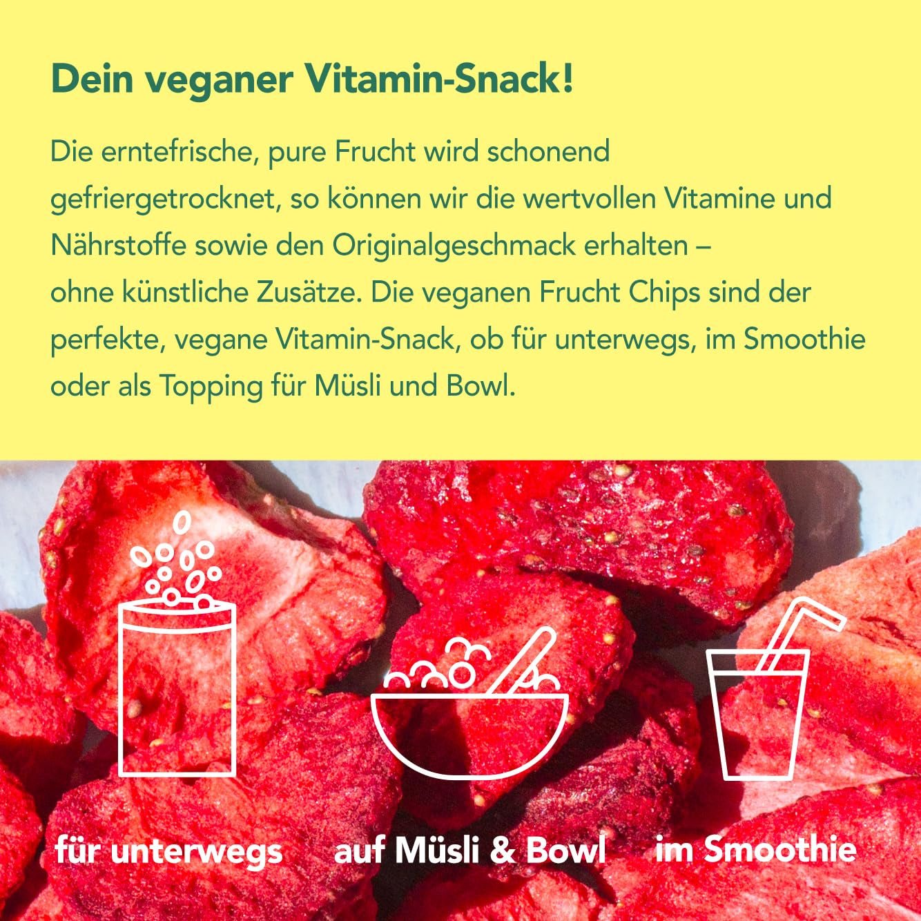 Mono lyofilizované chipsy - 300g jahodové chipsy ze 100% přírodních jahod - sušené tropické ovoce - sušené jahodové ovoce - snack do müsli a dezertů - jahodové chipsy Dehydrované produkty Naty Shop
