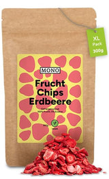 Mono lyofilizované chipsy - 300g jahodové chipsy ze 100% přírodních jahod - sušené tropické ovoce - sušené jahodové ovoce - snack do müsli a dezertů - jahodové chipsy Dehydrované produkty Naty Shop Strawberries