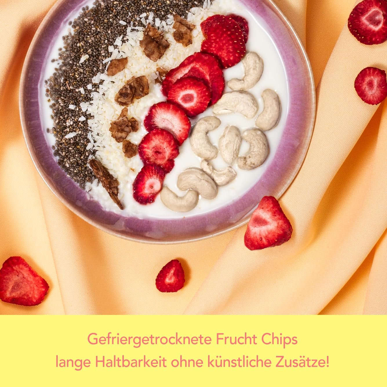 Mono lyofilizované chipsy - 300g jahodové chipsy ze 100% přírodních jahod - sušené tropické ovoce - sušené jahodové ovoce - snack do müsli a dezertů - jahodové chipsy Dehydrované produkty Naty Shop