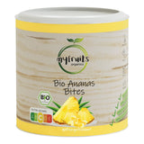myfruits bio lyofilizovaný ananas, 300g, sušené ovoce bez přísad, 100% ananas na velké kousky, lyofilizované ovoce do müsli nebo jako svačina Dehydrované produkty Naty Shop 85 gramů