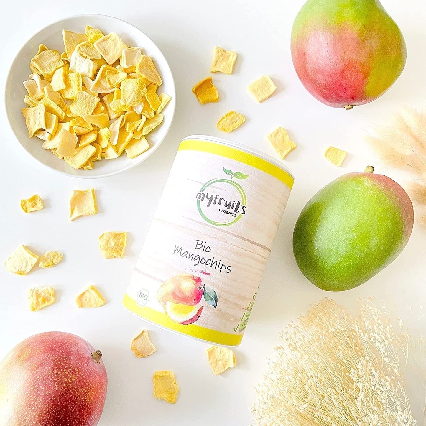 myfruits bio mango, lyofilizované ovoce, 300g, ovocné lupínky, bez přísad, 100% mango, lyofilizované a sušené ovoce do müsli nebo přesnídávky... Dehydrované produkty Naty Shop