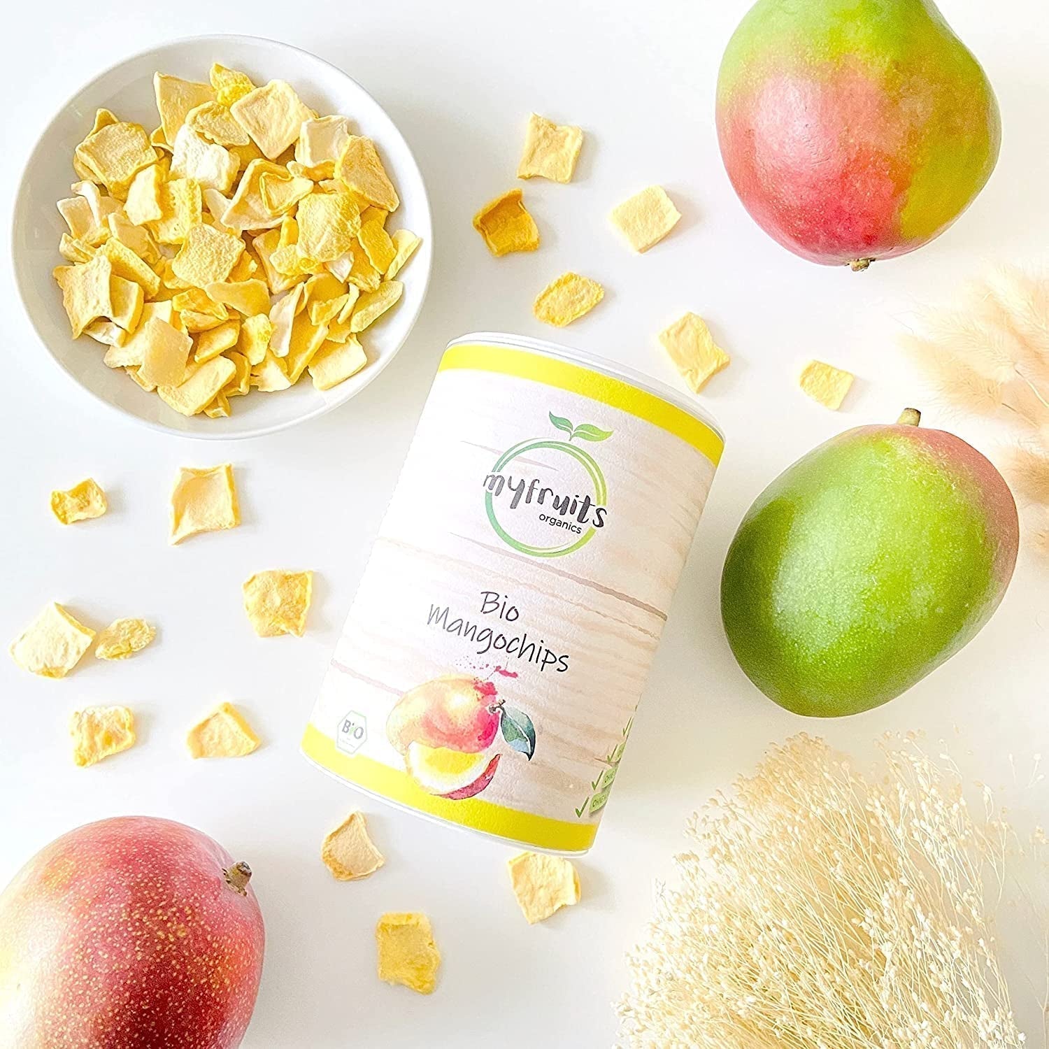 myfruits bio mango, lyofilizované ovoce, 300g, ovocné lupínky, bez přísad, 100% mango, lyofilizované a sušené ovoce do müsli nebo přesnídávky... Dehydrované produkty Naty Shop