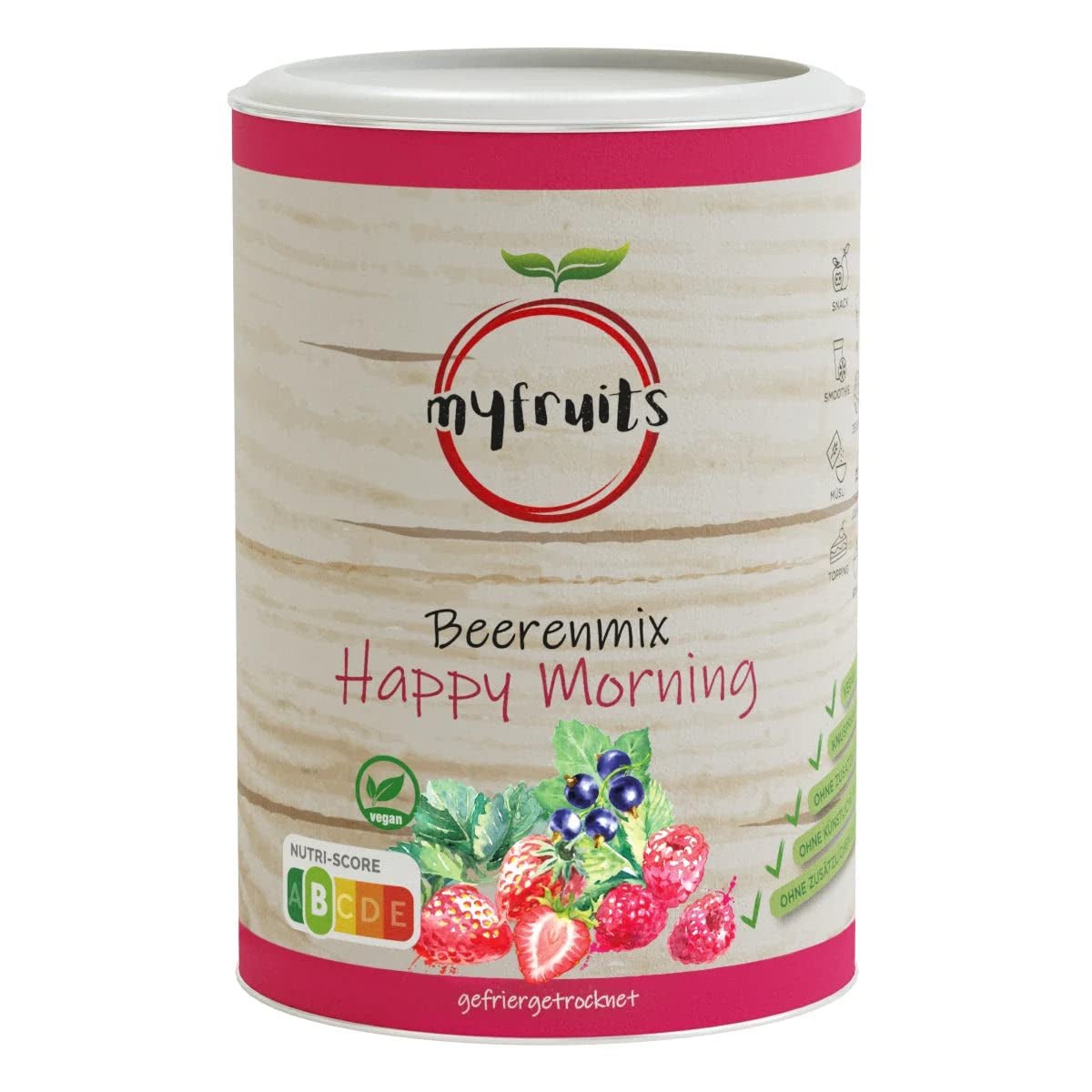 myfruits berry mix, 300g, lyofilizované ovoce a směs bobulí, bez přidaného cukru, jahody, maliny, červený rybíz, sušené ovoce mix Dehydrované produkty Naty Shop 100 G (1 balení)