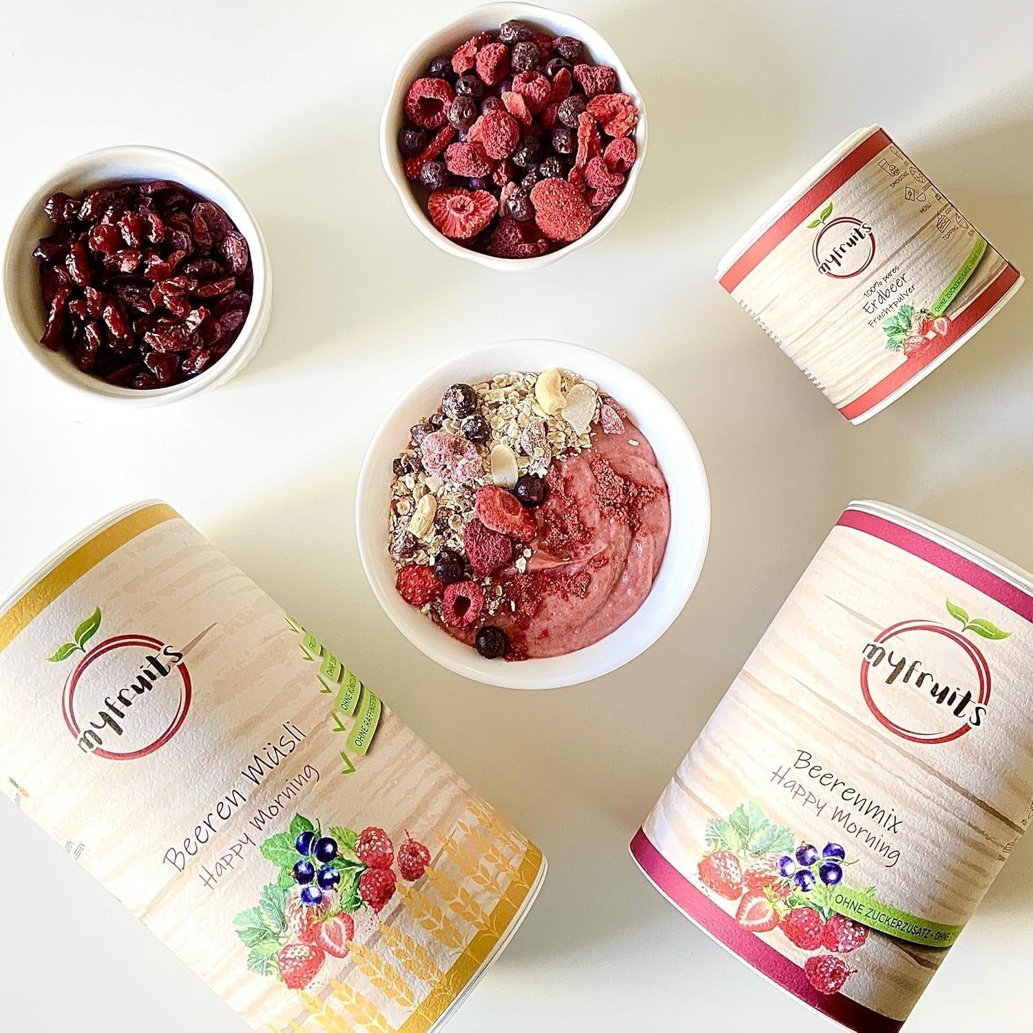 myfruits berry mix, 300g, lyofilizované ovoce a směs bobulí, bez přidaného cukru, jahody, maliny, červený rybíz, sušené ovoce mix Dehydrované produkty Naty Shop