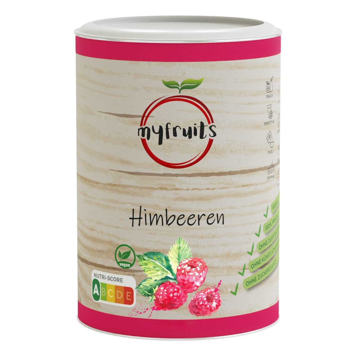 myfruits maliny, lyofilizované, 300g, bez přísad, 100% sušené maliny, lyofilizované ovoce do müsli nebo jako svačina... Dehydrované produkty Naty Shop 70 G (1 balení)