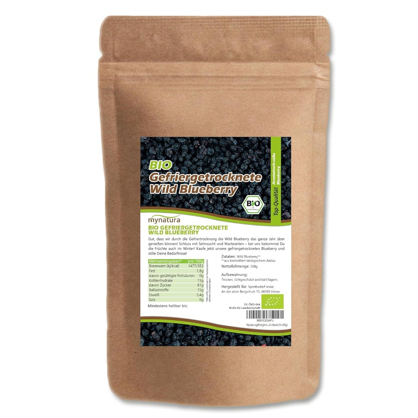 Mynatura bio mrazem sušené lesní borůvky I Borůvky I Ovoce I Bobule I Přírodní produkt I Bio kvalita I Sáček (1x 200g) Dehydrované produkty Naty Shop 200 G (1 balení)