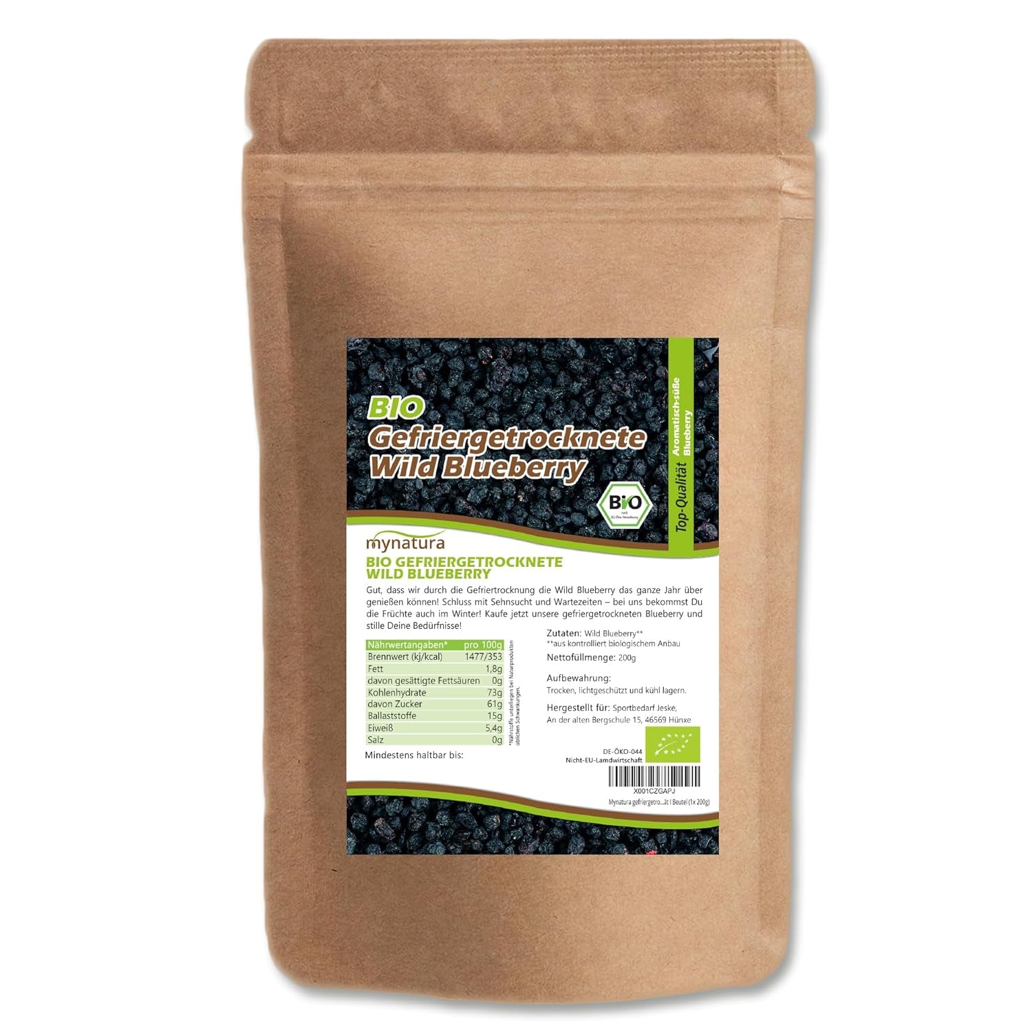 Mynatura bio mrazem sušené lesní borůvky I Borůvky I Ovoce I Bobule I Přírodní produkt I Bio kvalita I Sáček (1x 200g) Dehydrované produkty Naty Shop 200 G (1 balení)
