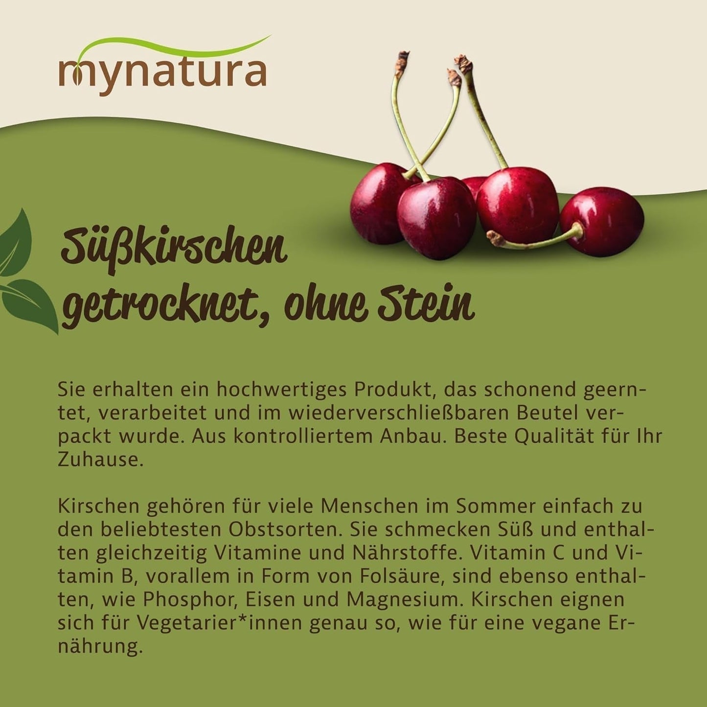 Mynatura sladké, sušené, bezsemenné třešně I Neslazené I Sušené ovoce I Bez přísad I Pečení I Třešně I Svačina I Müsli I Veganské I Sáček (1x 1000g) Dehydrované produkty Naty Shop