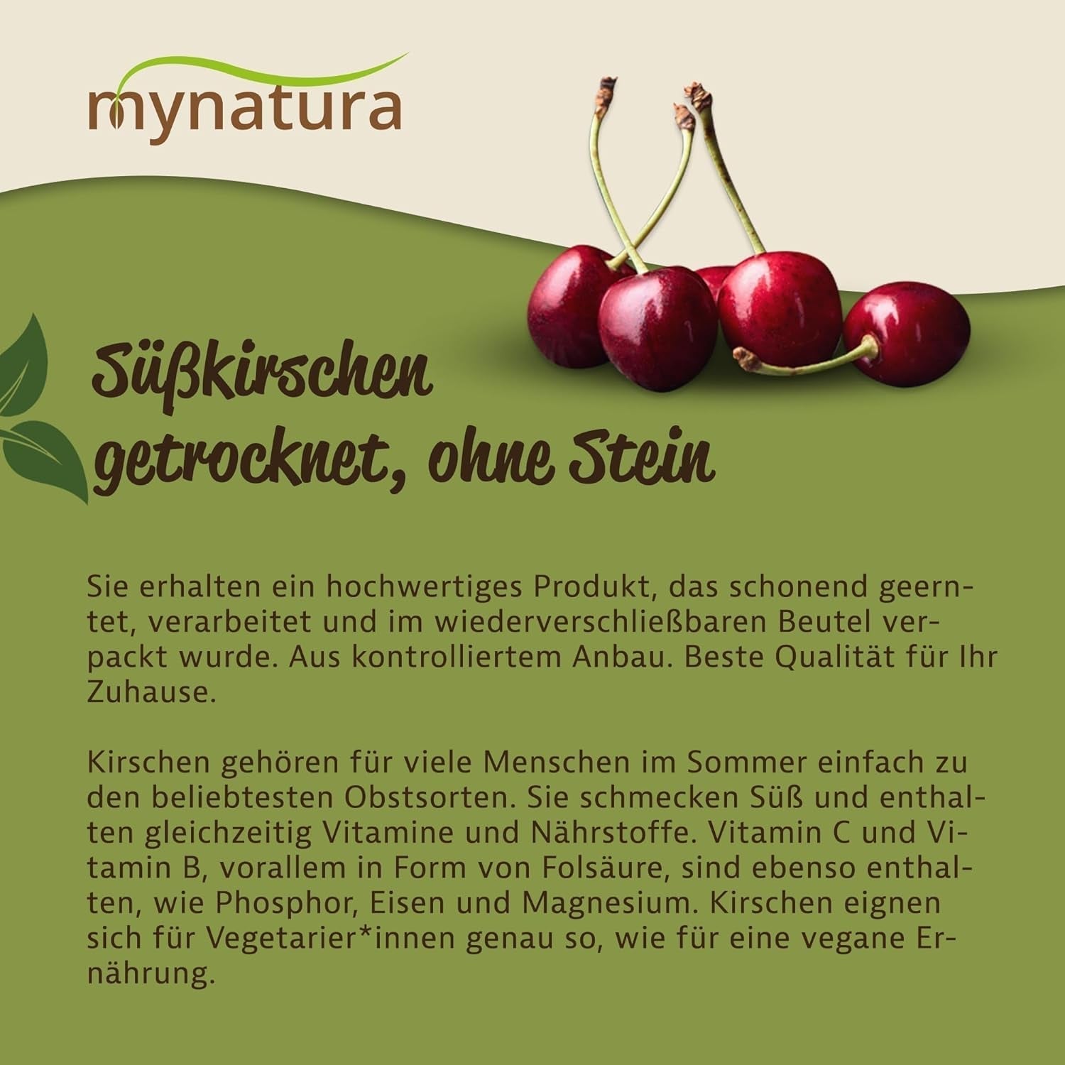 Mynatura sladké, sušené, bezsemenné třešně I Neslazené I Sušené ovoce I Bez přísad I Pečení I Třešně I Svačina I Müsli I Veganské I Sáček (1x 1000g) Dehydrované produkty Naty Shop
