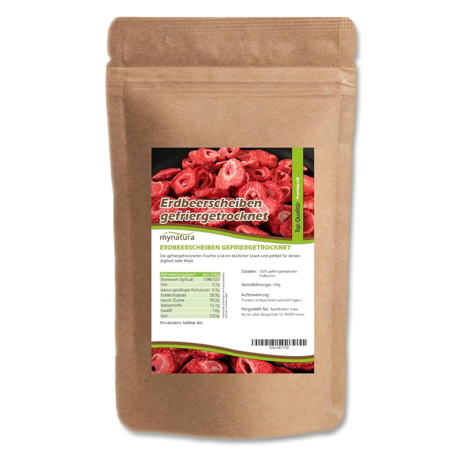 Mynatura mrazem sušené plátky jahod I zelenina I přírodní I sušené ovoce I ovoce I - mírně sušené (1 x 350g) Dehydrované produkty Naty Shop 350 G (1 balení)