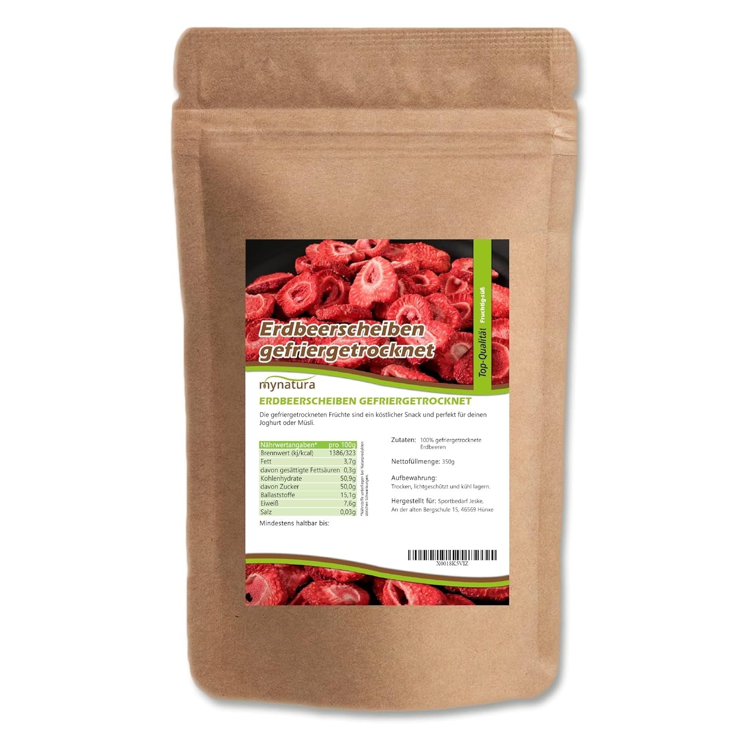 Mynatura mrazem sušené plátky jahod I zelenina I přírodní I sušené ovoce I ovoce I - mírně sušené (1 x 350g) Dehydrované produkty Naty Shop 350 G (1 balení)