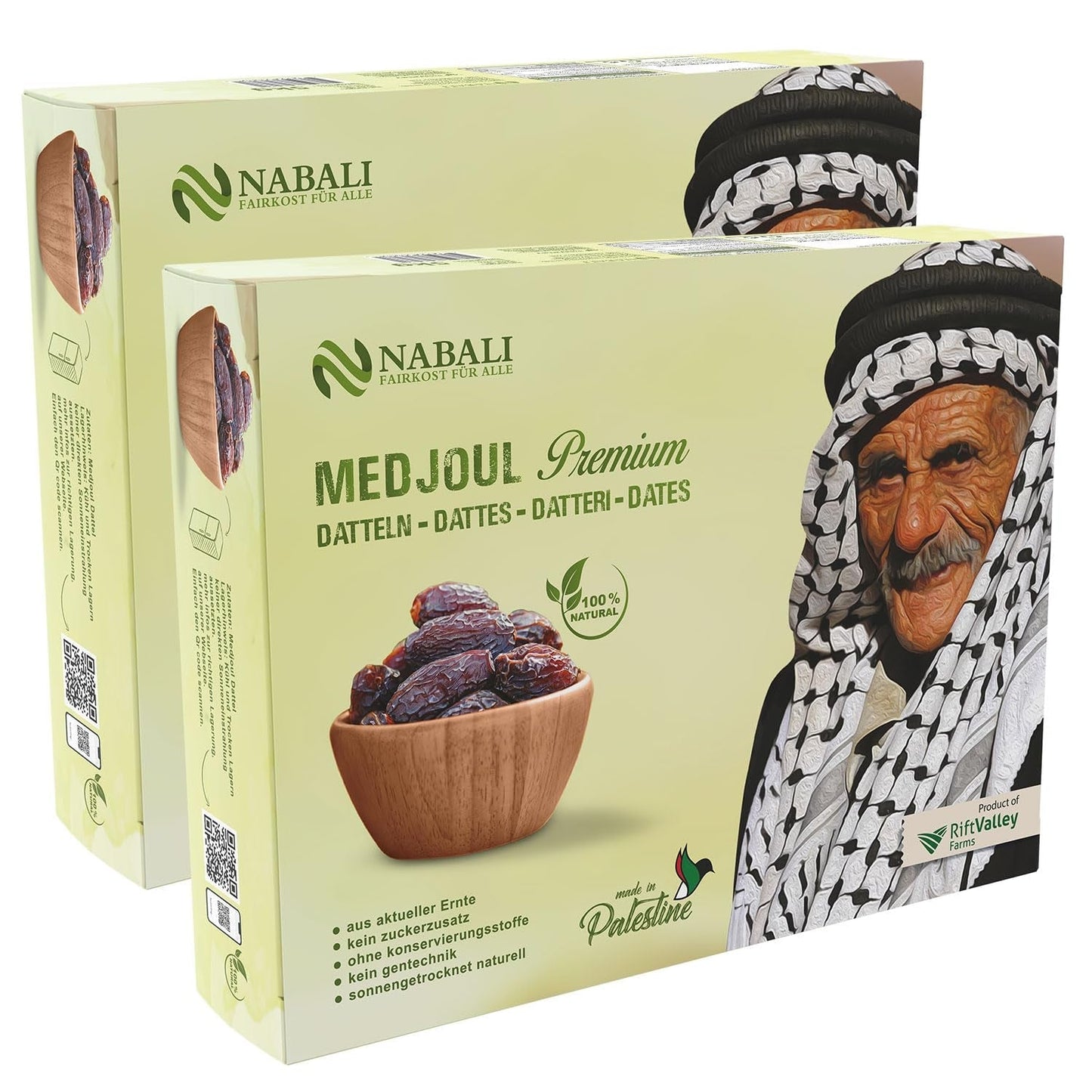 NABALI FAIRKOST FOR ALL Dates Medjool Medjoul z Palestiny - 100% přírodní veganské aromatické tradiční čerstvé a orientální I bez konzervantů 5 kg (1 balení), Small/Medium Dehydratované produkty Naty Shop 5 kg (balení 2 ks) Large/Jumbo