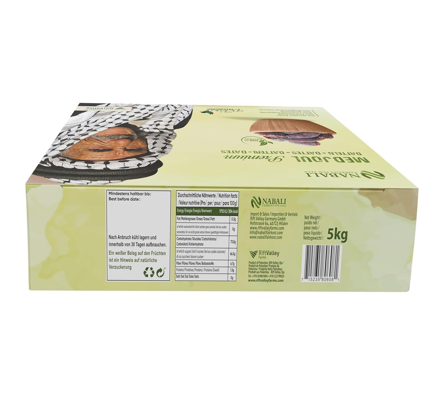 NABALI FAIRKOST PRO VŠECHNY Data Medjool Medjoul z Palestiny - 100% přírodní veganská aromatická tradiční svěží a orientální I bez konzervantů 5 kg (1 balení), Small/Medium Dehydratované produkty Naty Shop
