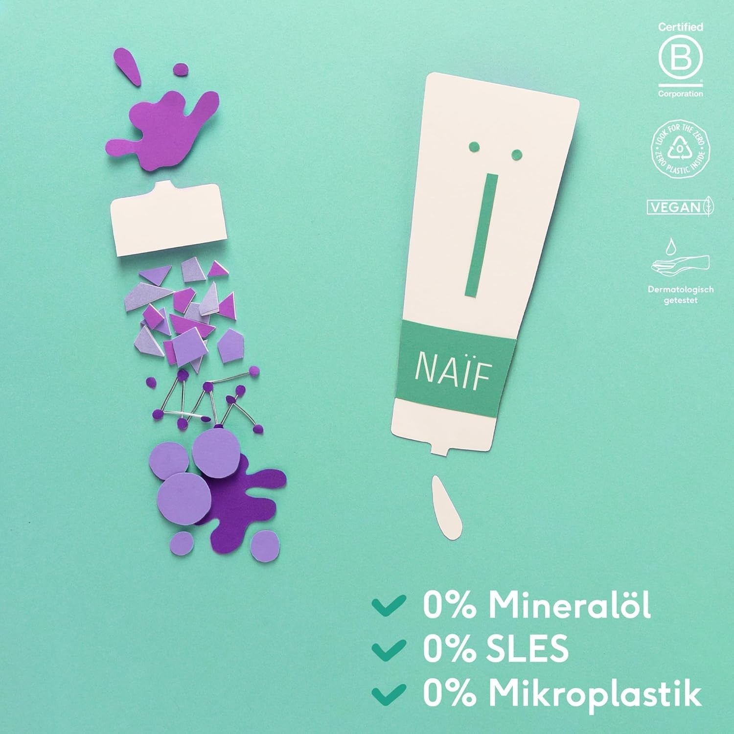 Naïf - Ošetřující šampon - pro kojence a děti - Dětský šampon s přírodními složkami - 100% vegan - 0% SLES - Bez mikroplastů, silikonů a parabenů - 200 ml Děti - Péče o koupel a pleť Naty Shop