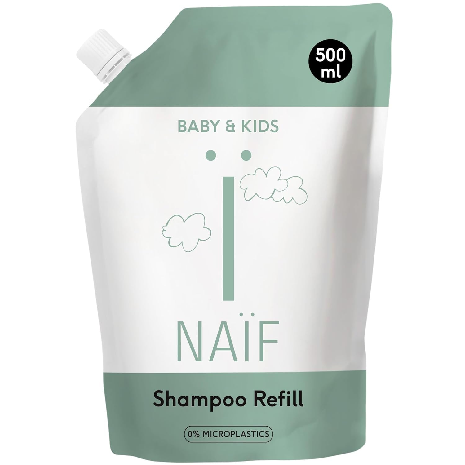 Naïf - Ošetřující šampon - pro kojence a děti - Dětský šampon s přírodními složkami - 100% vegan - 0% SLES - Bez mikroplastů, silikonů a parabenů - 200 ml Děti - Péče o koupel a pleť Naty Shop Recharge