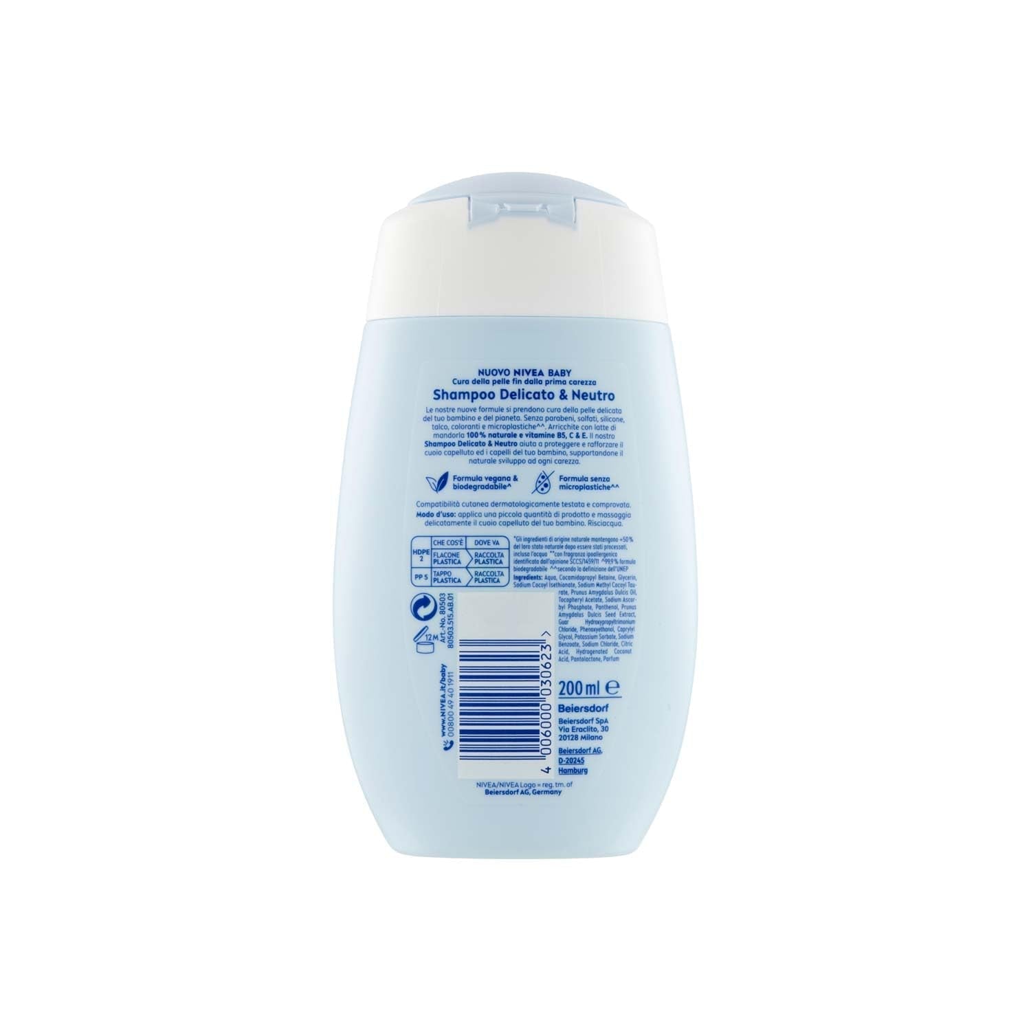 NIVEA BABY Jemný a neutrální šampon 200 ml - S ochranou proti slzám, bez sulfátů, pro jemné a necuchané vlasy Děti - Péče do koupele a pokožky Naty Shop