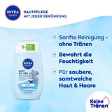 NIVEA BABY koupel & šampon od hlavy až k patě, jemný veganský šampon pro dětskou pokožku a vlásky s mandlovým olejem, relaxační sprchový gel s hypoalergenním složením bez parabenů a mikroplastů (200 ml) Děti - péče o pleť a koupel Naty Shop