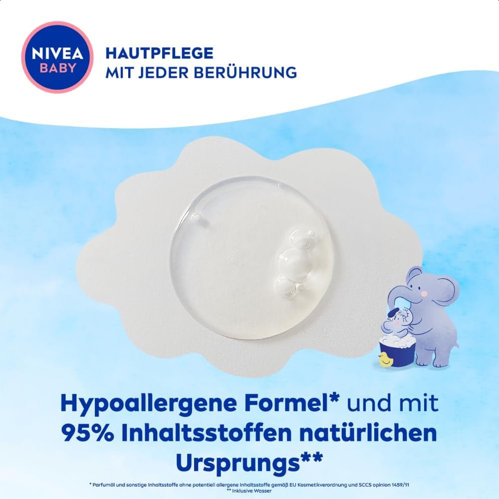 NIVEA BABY koupel & šampon od hlavy až k patě, jemný veganský šampon pro dětskou pokožku a vlásky s mandlovým olejem, relaxační sprchový gel s hypoalergenním složením bez parabenů a mikroplastů (200 ml) Děti - péče o pleť a koupel Naty Shop