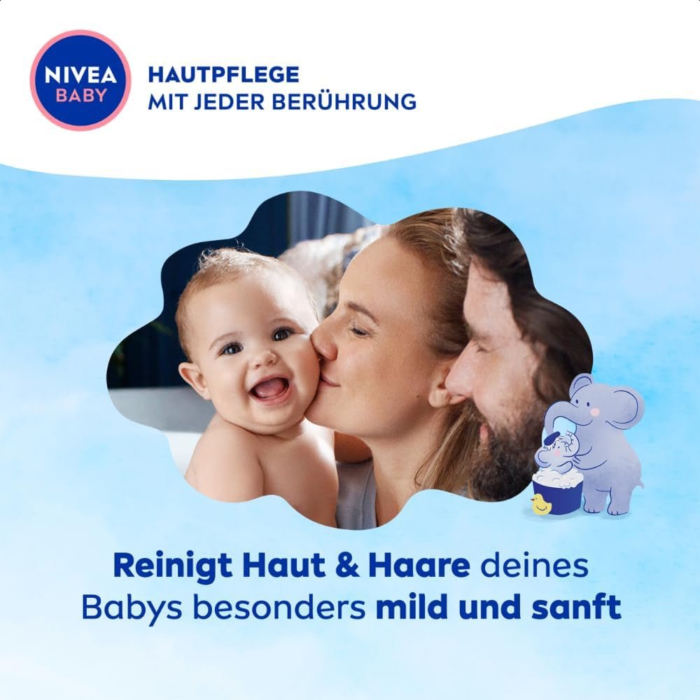 NIVEA BABY koupel & šampon od hlavy až k patě, jemný veganský šampon pro dětskou pokožku a vlásky s mandlovým olejem, relaxační sprchový gel s hypoalergenním složením bez parabenů a mikroplastů (200 ml) Děti - péče o pleť a koupel Naty Shop