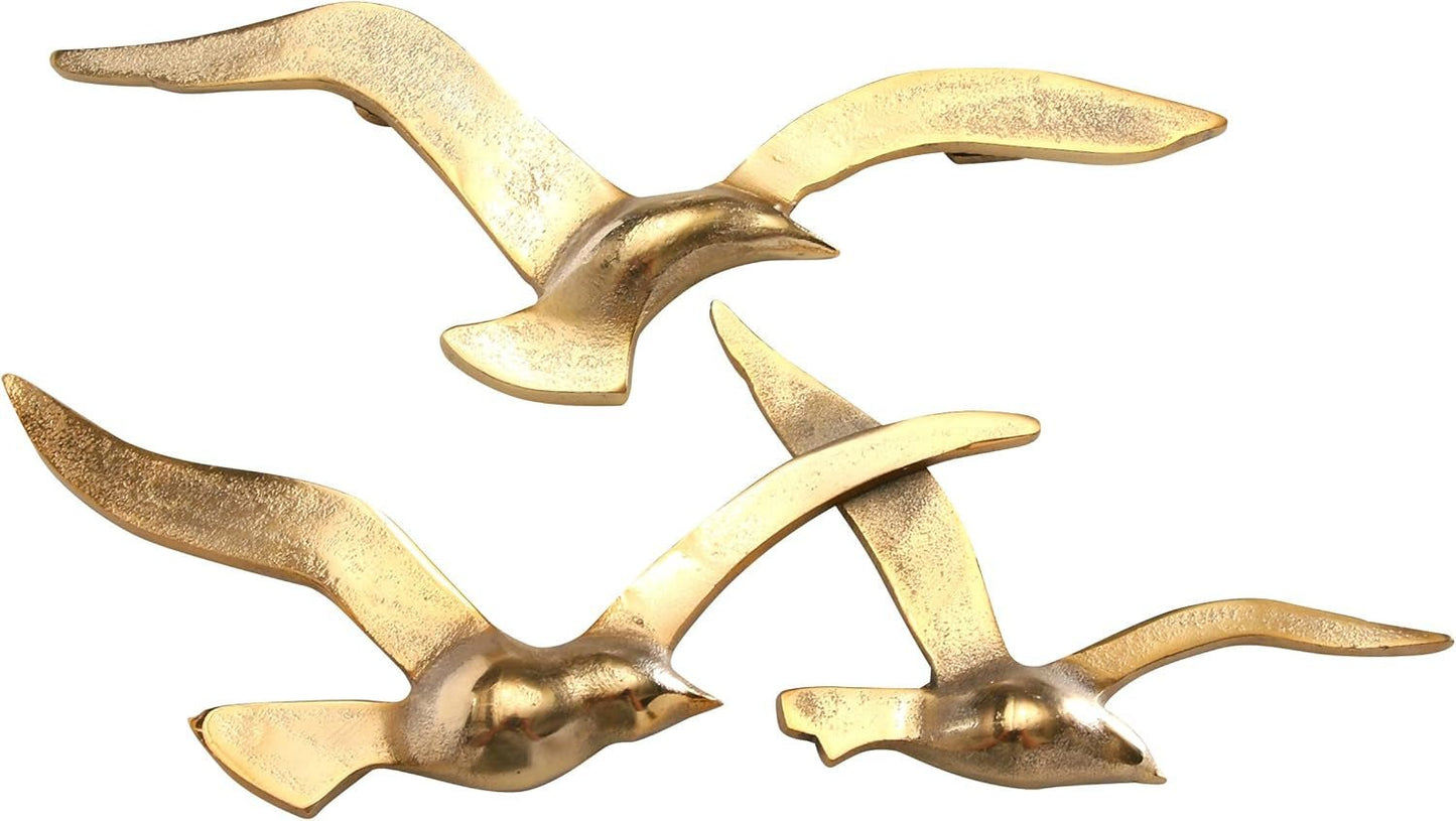 Birdy Wall Art (zlato, kovové nástěnné dekorace, námořní motiv, nástěnná malba předsíň / obývací pokoj / jídelna) 1011623 Naty Shop Sochy a sochy zlato