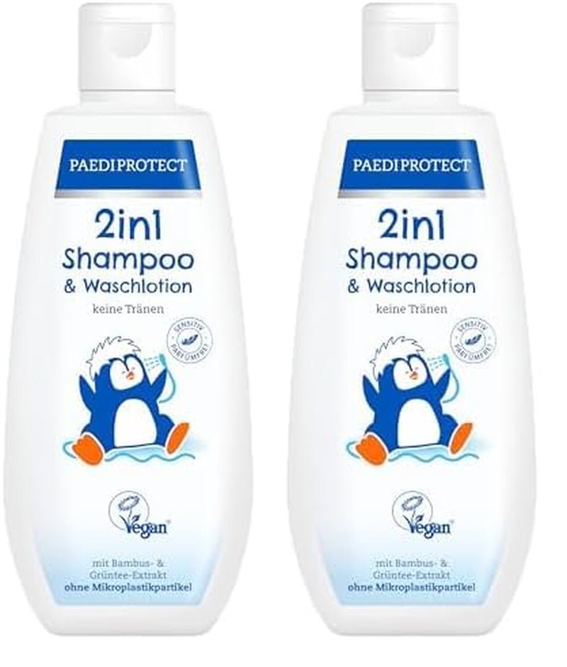 PAEDIPROTECT šampon a mycí mléko pro kojence a děti 2v1 200 ml, jemné čištění a vlásky bez parfemace a mikroplastů, sprchový gel hydratuje suchou a citlivou pokožku, i pro dospělé Děti - péče o pleť a koupel Naty Shop White 200 ml (balení 2 ks)