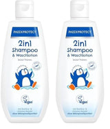 PAEDIPROTECT šampon a mycí mléko pro kojence a děti 2v1 200 ml, jemné čištění a vlásky bez parfemace a mikroplastů, sprchový gel hydratuje suchou a citlivou pokožku, i pro dospělé Děti - péče o pleť a koupel Naty Shop White 200 ml (balení 2 ks)