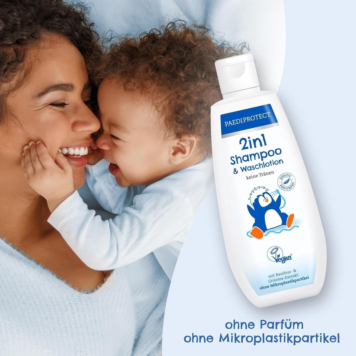 PAEDIPROTECT šampon a mycí mléko pro kojence a děti 2v1 200 ml, jemné mytí a vlásky bez parfemace a mikroplastů, sprchový gel hydratuje suchou a citlivou pokožku, i pro dospělé Děti - péče o pleť a koupel Naty Shop