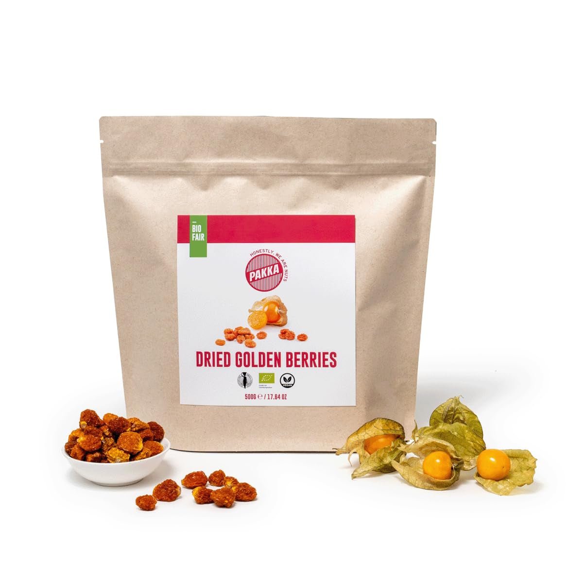 PAKKA Organic Fair Trade Physalis 1kg, bio a fair trade sušený rakytník, neslazený, nesířený, vyrobeno a lahvováno přímo výrobcem v Kolumbii, veganské 1000g (1 balení) Naty Shop Dehydrated Products Varianta 1: 500 G (1 balení)