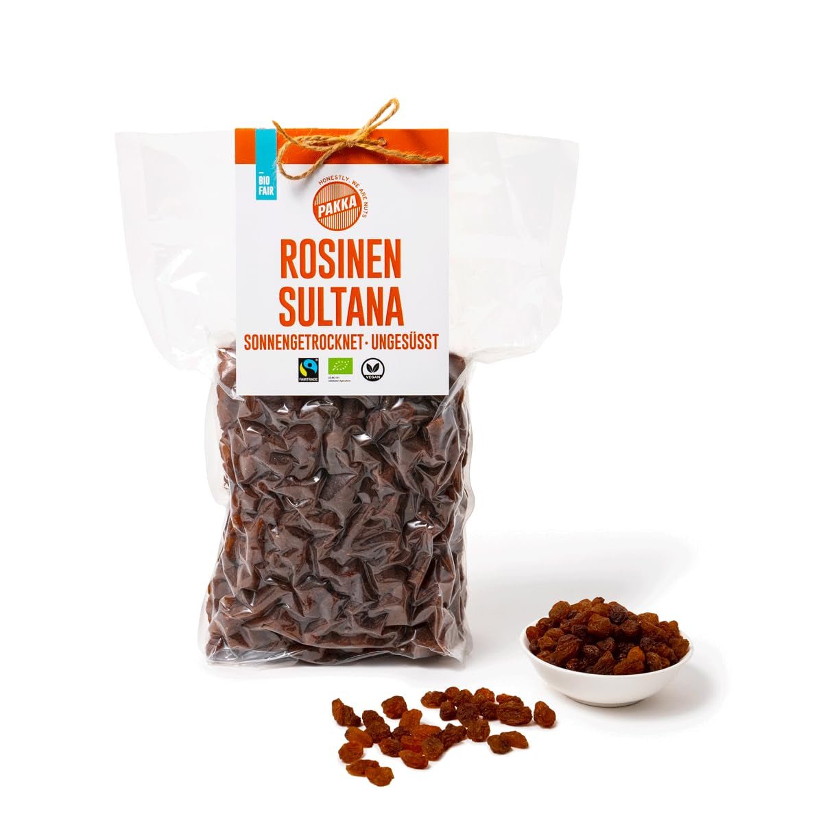 PAKKA - Bio Fairtrade Sultanas 1kg, bez semínek, bez kůže a na slunci sušené Sultanas Sultanas ze Samarkandu Uzbekistán 1000g Dehydrované produkty Naty Shop Varianta 1: 1kg (1 balení)