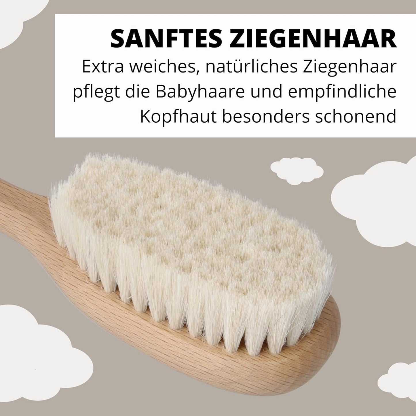 PARSA Beauty dětský kartáč na vlásky s kozí srstí - kartáč na dětské vlásky vyrobený z FSC® certifikovaného bukového dřeva - kartáč pro péči o jemné dětské vlásky - dětský kartáč Děti - péče o pleť a koupel Naty Shop