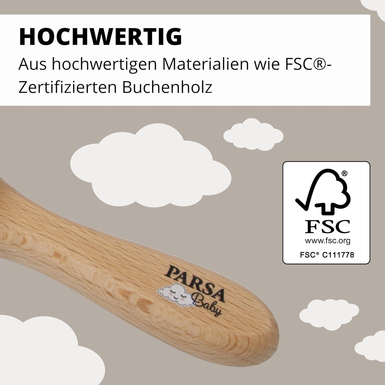PARSA Beauty dětský kartáč na vlásky s kozí srstí - kartáč na dětské vlásky vyrobený z FSC® certifikovaného bukového dřeva - kartáč pro péči o jemné dětské vlásky - dětský kartáč Děti - péče o pleť a koupel Naty Shop