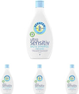PENATEN Ultra Sensitive Bath & Shampoo (400 ml), koupel a šampon pro kojence zvláště jemný pro velmi citlivou pokožku miminek se sklonem k neurodermatitidě, sprchový gel a šampon na vlasy bez parfemace a barviv Děti - péče o pleť a koupel Naty Shop 400 Ml (balení 4 ks) Mycí gel