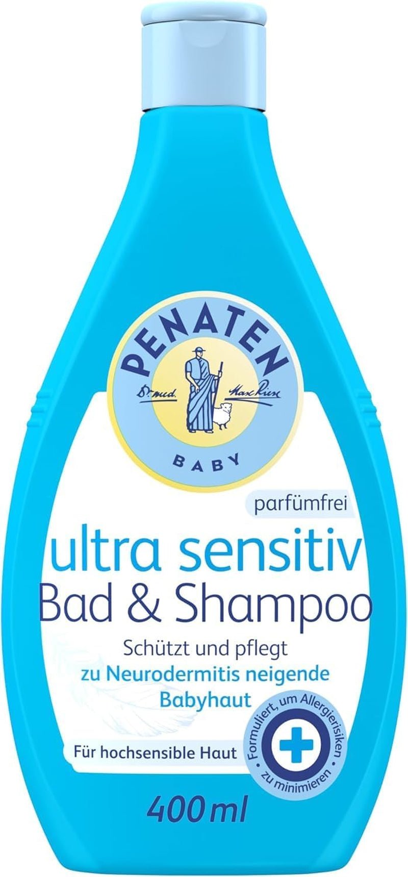 PENATEN Ultra Sensitive Bath & Shampoo (400 ml), dětská koupel a šampon zvláště jemný pro velmi citlivou pokožku miminek se sklonem k neurodermatitidě, sprchový gel a šampon na vlasy bez parfemace a barviv Děti - Péče do koupele a pokožky Naty Shop 400 Ml (1 balení) Mycí gel